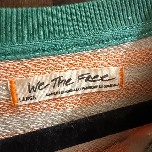 NWOT free people Large striped crewneck orange and green- never worn - Picture 2 of 5